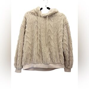 Cozy Ivory Fuzzy Sherpa Teddy Bear Hoodie